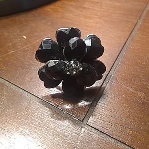Pretty Black Floral Ring
